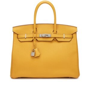 006D5A4B-E9C1-304B-220A-C2D4FE4F26F5_8955319c-6a7f-4831-a698-8ebc4fa44338.jpg Birkin 35 Jaune Ambre Togo Palladium Hardware