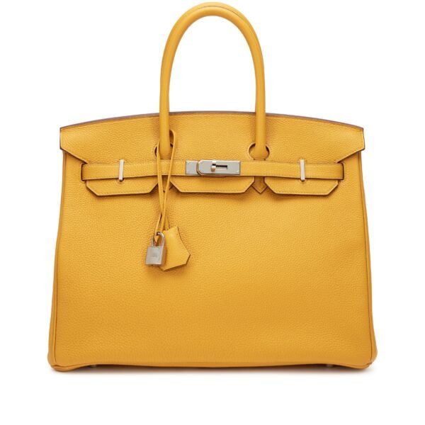 Birkin 35 Jaune Ambre Togo Palladium Hardware