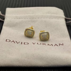 Albion&reg; Stud Earrings Sterling 18K Yellow Gold with Pav&eacute; Diamonds, 7mm