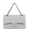 Small Classic Double Flap Grey Caviar Light Gold Hardware