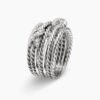 Double X Crossover Ring Sterling Silver with Diamonds, 13mm