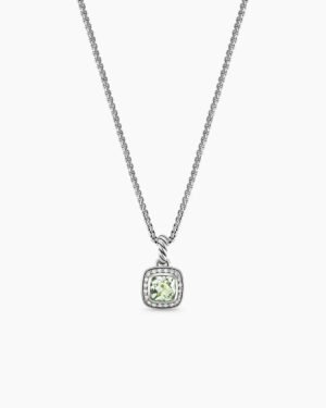 Petite Albion&reg; Pendant Necklace Sterling Silver with Prasiolite and Diamonds, 7mm