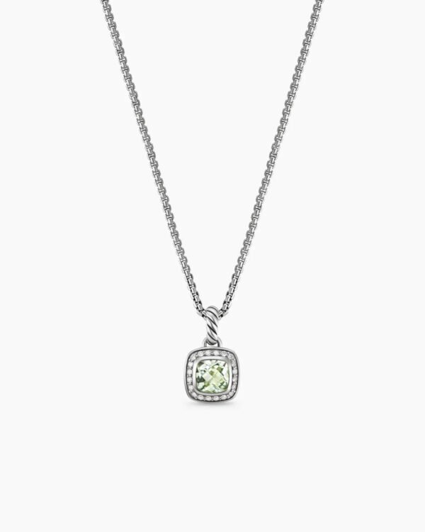 01705FEA-9AAF-60FF-8A14-2861F1AF43E2.jpg Petite Albion® Pendant Necklace Sterling Silver with Prasiolite and Diamonds, 7mm