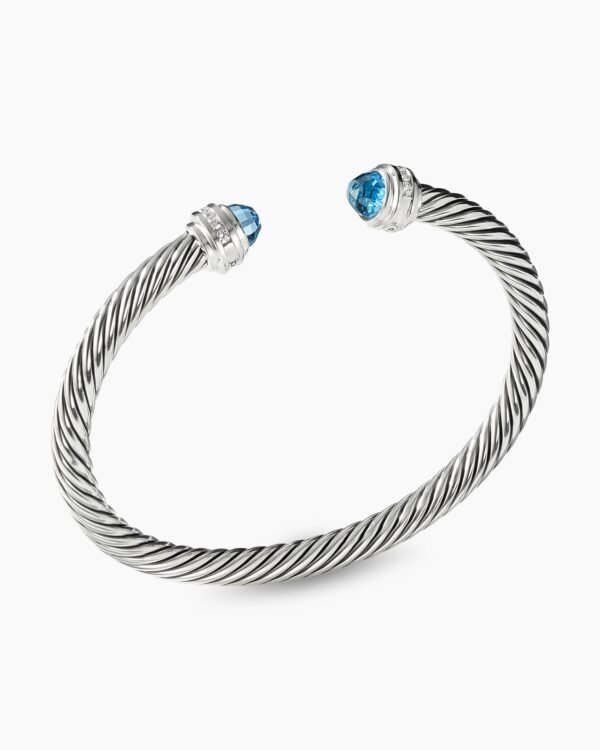 019E2EE2-108C-0211-3518-75141B94377A.jpg Classic Cable Bracelet Sterling Silver with Blue Topaz and Diamonds, 5mm