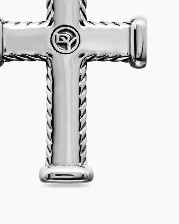 Chevron Cross Pendant Sterling Silver with Black Diamonds