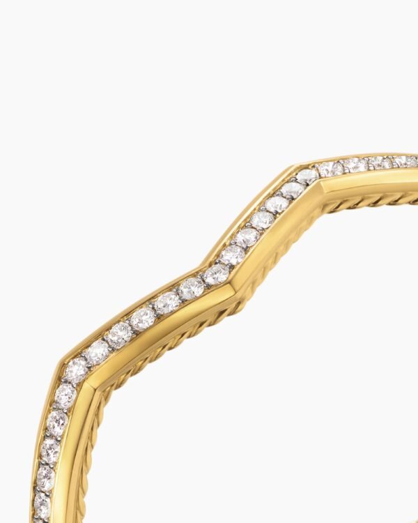 Zig Zag Stax??Cuff Bracelet 18K Yellow Gold with Diamonds, 5mm
