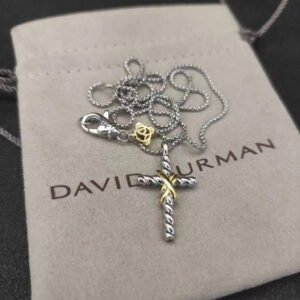 X Cross Pendant Sterling Silver with 18K Yellow Gold