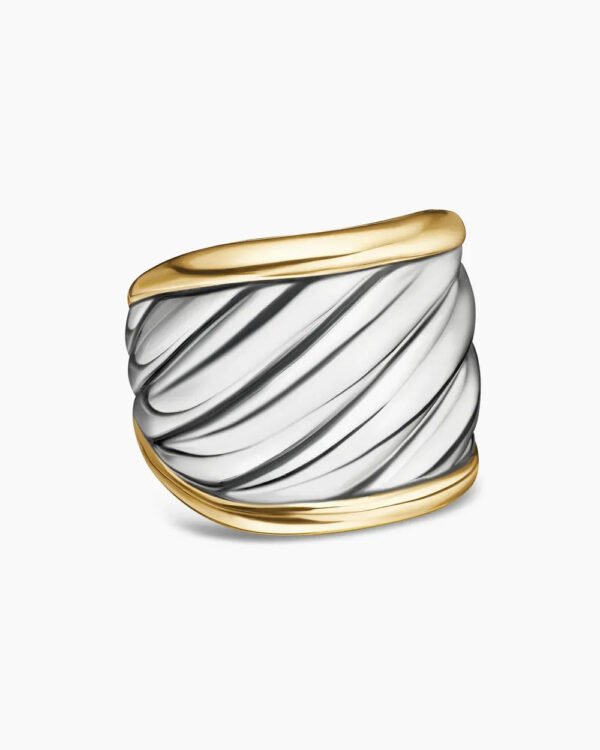 0274CCCB-B3C4-77A6-5D95-F798DE764B76.jpg Sculpted Cable Saddle Ring Sterling Silver with 18K Yellow Gold - 6