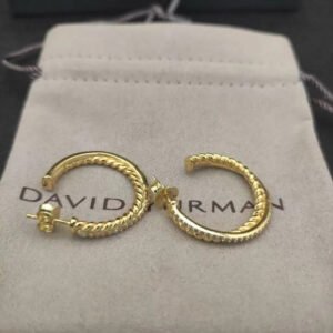 Pav&eacute; Crossover Hoop Earrings 18K Yellow Gold with Diamonds