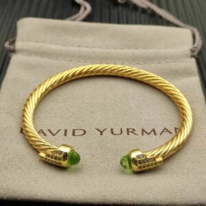 Cable Bracelet with Peridot & Diamond Accents  5mm