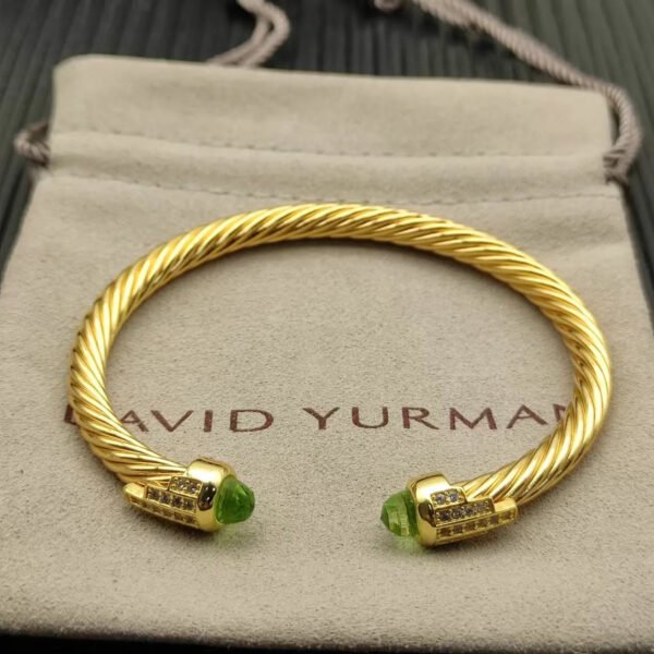Cable Bracelet with Peridot & Diamond Accents  5mm