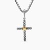 Petite X Cross Pendant Sterling Silver with 18K Yellow Gold, 19.5mm