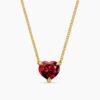 Chatelaine&reg; Heart Pendant Necklace 18K Yellow Gold with Garnet, 8mm