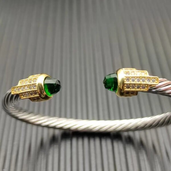5mm Cable Bracelet with Peridot & Diamond Accents
