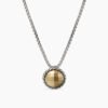 Petite Chatelaine Necklace Sterling Silver with 18K Yellow Gold Dome, 10mm