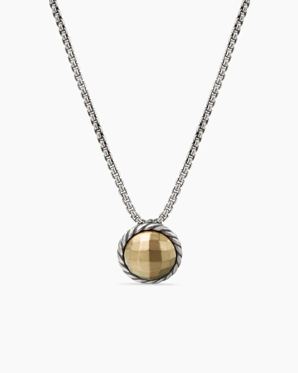 Petite Chatelaine Necklace Sterling Silver with 18K Yellow Gold Dome, 10mm
