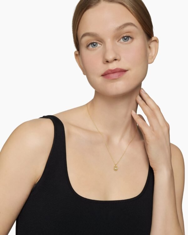 Initial Charm Necklace 18K Yellow Gold with Diamond W