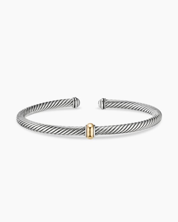 068C8519-1050-82D2-881D-3DE686770EA5.jpg Classic Cable Station Bracelet Sterling Silver with 18K Yellow Gold, 4mm