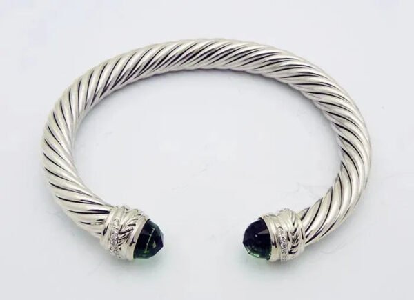 073F0061-3A40-21B5-A395-B1354B6D26BB.jpg Classic Cable Bracelet Sterling Silver with Peridot Diamond Sterling 7 MM