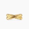 Crossover Two Row Ring 18K Yellow Gold with Diamonds, 7.5mm - 6