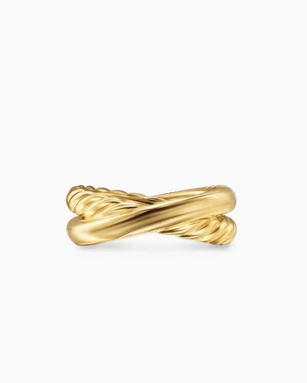 Crossover Two Row Ring 18K Yellow Gold with Diamonds, 7.5mm - 6