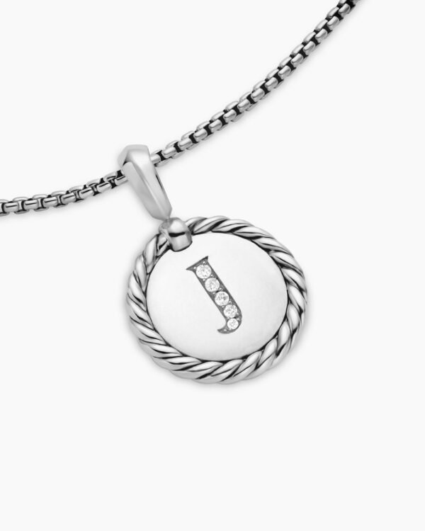 0839EB11-1E03-7FF3-3385-3510D61596A4.jpg Initial Charm Necklace Sterling Silver with Diamond J