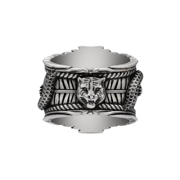 Medium Feline Head Sterling Silver Ring