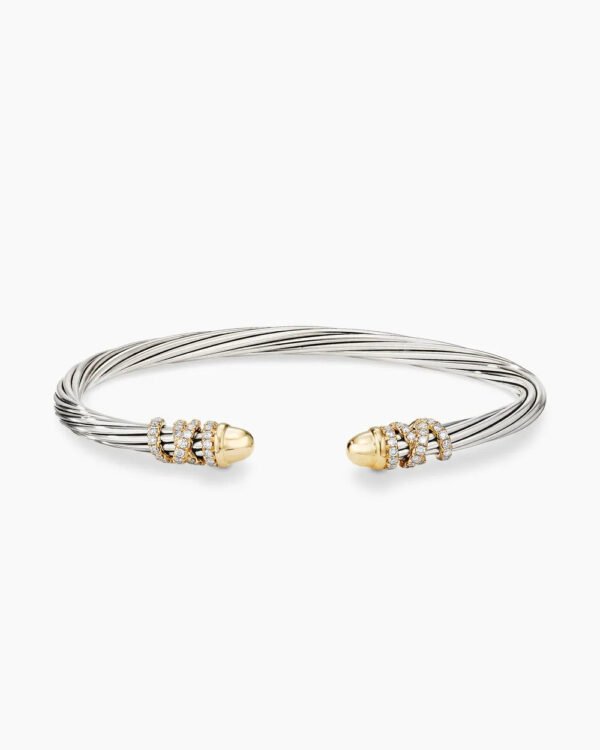 090E6027-C6B7-0356-F599-7501254A8E6B.jpg Helena Bracelet Sterling Silver with 18K Yellow Gold Domes and Diamonds, 4mm