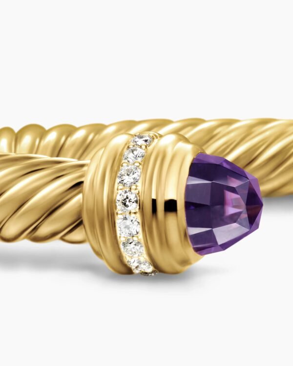 0992C68C-2AE5-4040-F054-02E6BBFFC5D5.jpg Classic Cablespira® Bracelet 18K Yellow Gold with Amethyst and Diamonds, 7mm