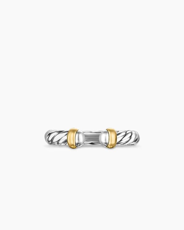 Petite Cable Ring Sterling Silver with 14K Yellow Gold - 6