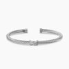 X Classic Cable Station Bracelet Sterling Silver with Diamonds, 4mm