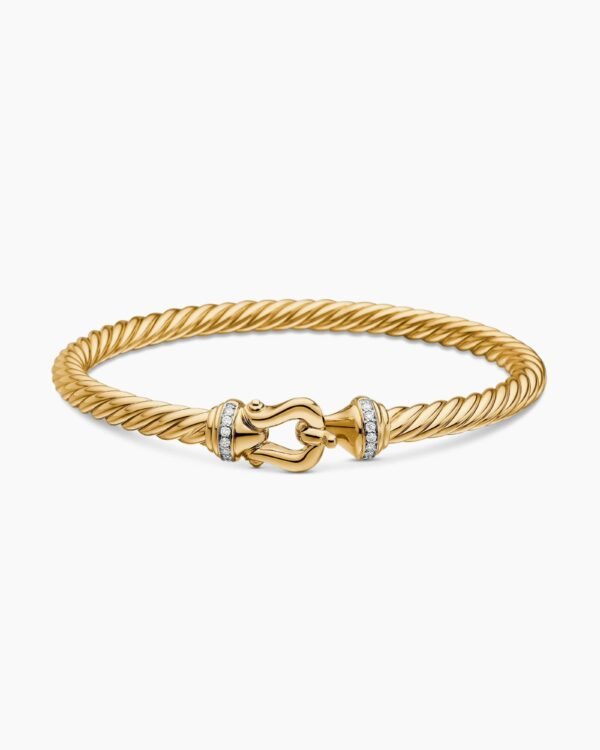 Buckle Cablespira&reg; Bracelet 18K Yellow Gold with Diamonds, 5mm