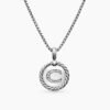 Initial Charm Necklace Sterling Silver with Diamond C