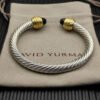 Classic Cablespira&reg; Bracelet Sterling Silver with 14K Yellow Gold,Black Onyx and Diamonds, 7mm