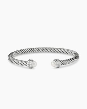 0BBD32EE-422D-E180-3CDE-693A75CC2352.jpg Classic Cable Bracelet Sterling Silver with Pearls and Diamonds, 5mm