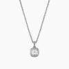Petite Albion Pendant Necklace Sterling Silver with White Topaz and Diamonds, 7mm