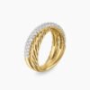 Crossover Two Row Ring 18K Yellow Gold with Diamonds, 7.5mm - 6
