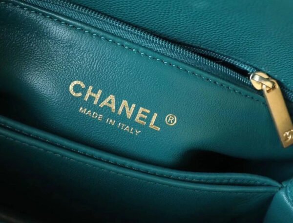 0DB32A91-3736-1F66-B740-CA881D9603E7.jpg Chanel Medium Flap Bag With Top Handle Teal For Women, Womens Handbags, Shoulder And Crossbody Bags 9in/23cm A92990