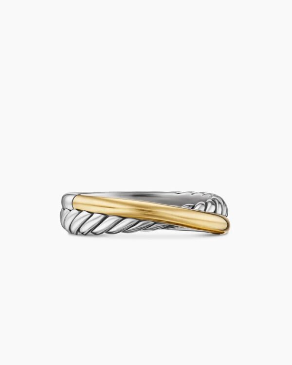 0E456015-2975-8B4B-6EBB-A5EFE535EF8C.jpg Crossover Band Ring Sterling Silver with 18K Yellow Gold - 6