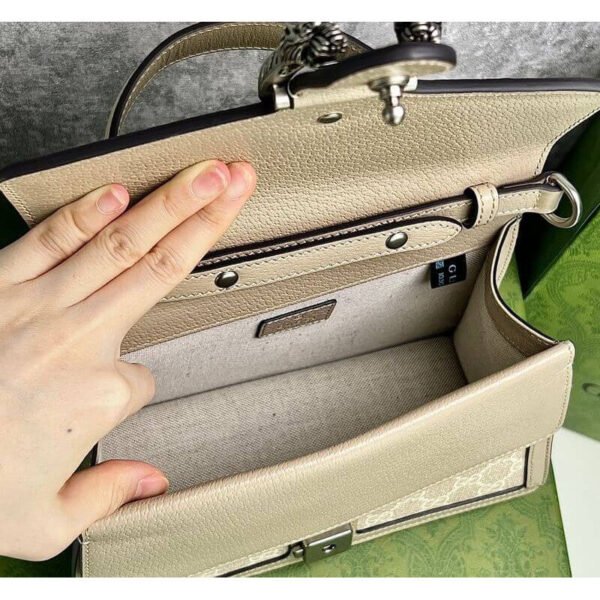 Gucci Dionysus Canvas Top Handle Beige And White Canvas 24x16cm