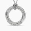 Pave Crossover Pendant Necklace 18K White Gold with Diamonds, 30mm