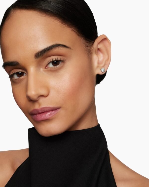 Petite Chatelaine&reg; Stud Earrings Sterling Silver with Pav&eacute; Diamonds, 9mm