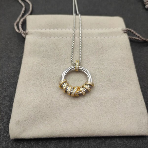 David Yurman Helena Round Pendant Necklace in Sterling Silver and 18K Yellow Gold with Diamonds