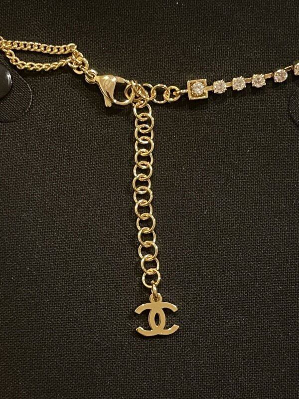 Vintage Crystal Chain Necklace Gold Plated