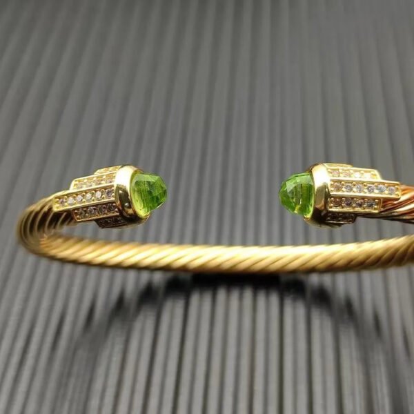 Cable Bracelet with Peridot & Diamond Accents  5mm