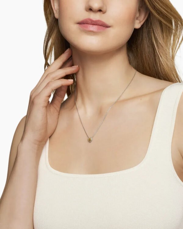 Cable Collectibles&reg; Cookie Classic Heart Necklace Sterling Silver with 18K Yellow Gold, 8.5mm