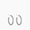 Cable Hoop Earrings Sterling Silver, 3/4in