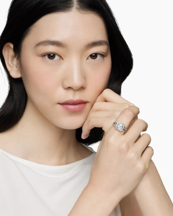 Petite Albion&reg; Ring Sterling Silver with White Topaz and Diamonds - 6
