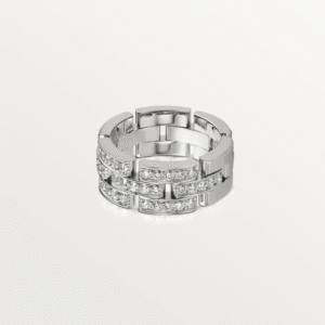 MAILLON PANTH&Egrave;RE RING, 3 HALF DIAMOND-PAVED ROWS
