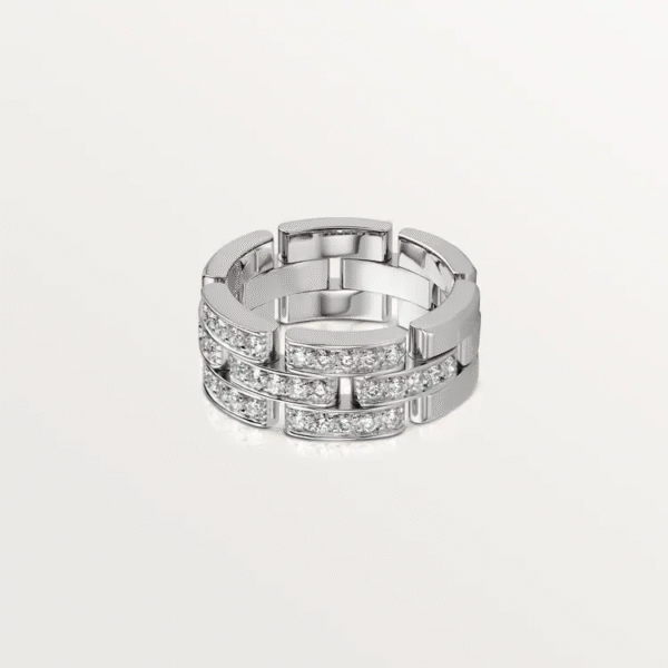 MAILLON PANTH&Egrave;RE RING, 3 HALF DIAMOND-PAVED ROWS